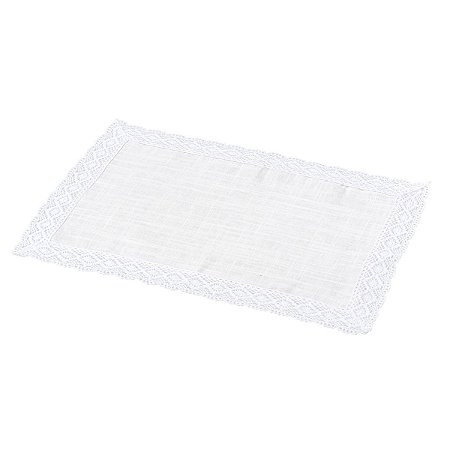 CJ 4 LUGARES AMERICANOS LINHO C/BORDA  CROCHÊ BRANCO 50x33