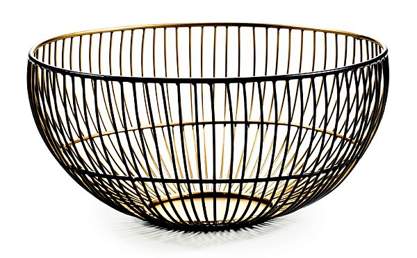 KIT CENTRO DE MESA PRETO E DOURADO EM METAL-3-PCS