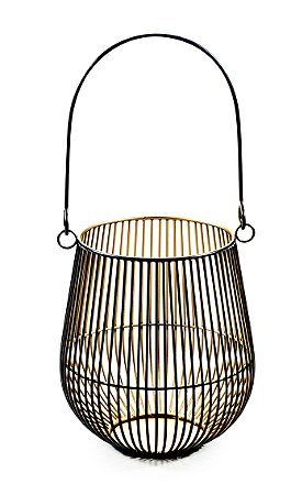 KIT LANTERNA PRETO E DOURADO EM METAL - 3 PCS