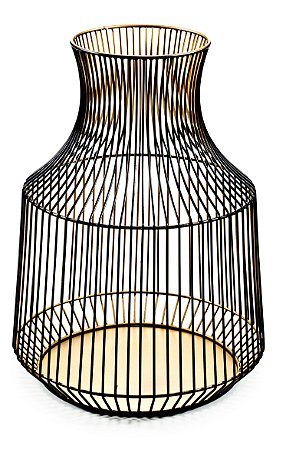 VASO PRETO E DOURADO EM METAL