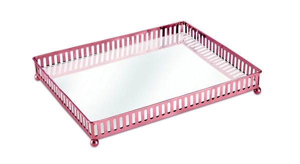 BANDEJA COBRE EM METAL COM ESPELHO