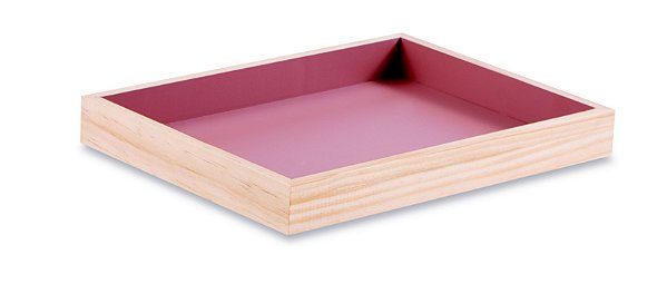 KIT BANDEJA ROSA EM MADEIRA - 3 PÇS