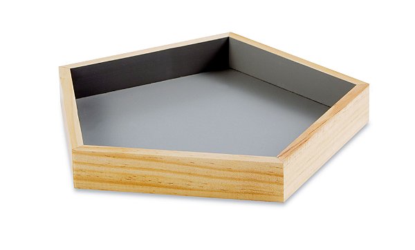 KIT BANDEJA CINZA EM MADEIRA - 3 PÇS