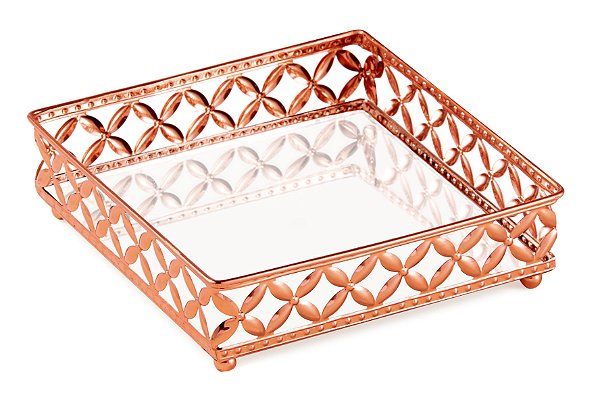 KIT BANDEJA COBRE EM METAL - 3 PÇS