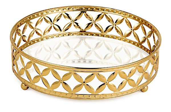 KIT BANDEJA DOURADA EM METAL - 3 PÇS