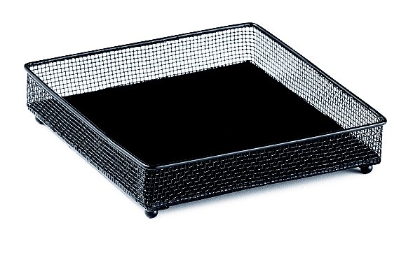 BANDEJA PRETA EM METAL COM ESPELHO PRETO