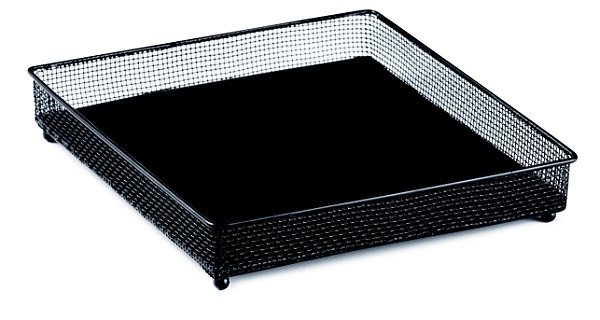 BANDEJA PRETA EM METAL COM ESPELHO PRETO