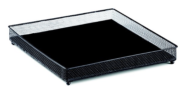 BANDEJA PRETA EM METAL COM ESPELHO PRETO