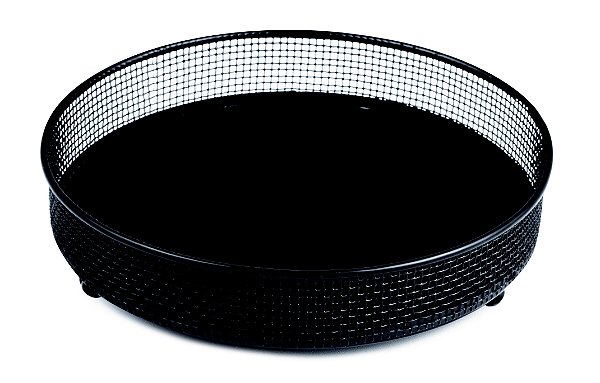 BANDEJA PRETA EM METAL COM ESPELHO PRETO