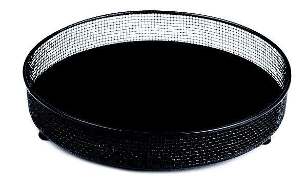 BANDEJA PRETA EM METAL COM ESPELHO PRETO