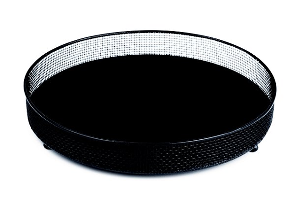 BANDEJA PRETA EM METAL COM ESPELHO PRETO