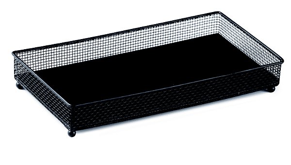 BANDEJA PRETA EM METAL COM ESPELHO PRETO