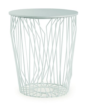 KIT MESA LATERAL BRANCA EM METAL E MADEIRA - 2 PCS