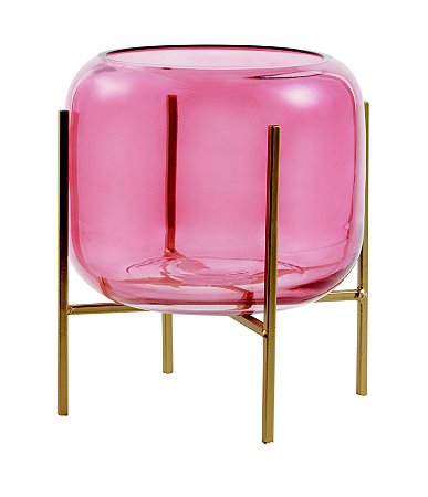 VASO MARSALA EM VIDRO COM SUPORTE