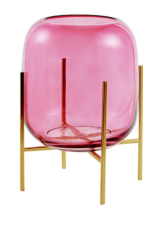 VASO MARSALA EM VIDRO COM SUPORTE