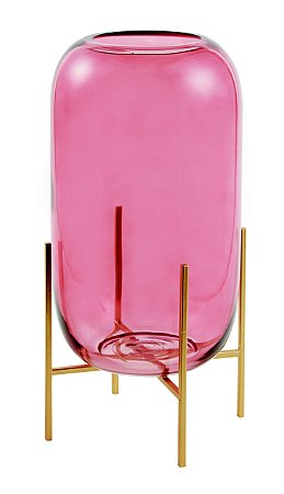 VASO MARSALA EM VIDRO COM SUPORTE