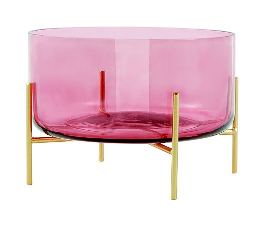 CENTRO DE MESA MARSALA EM VIDRO COM SUPORTE