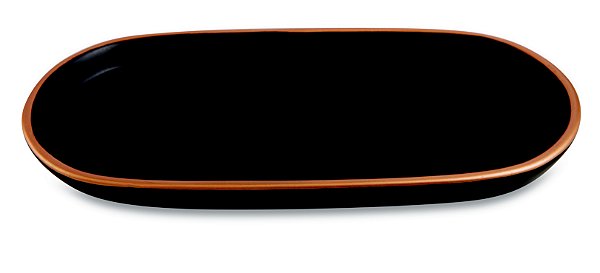 BANDEJA PRETA E DOURADA EM CERAMICA