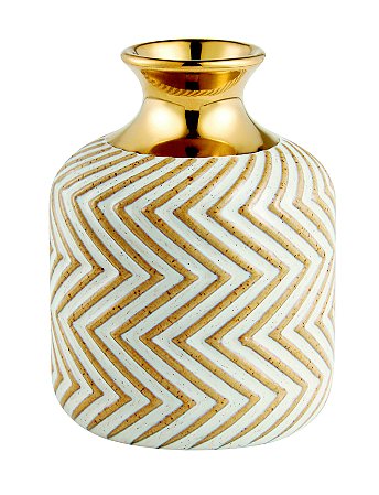 VASO NUDE E DOURADO EM CERAMICA