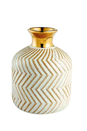 VASO NUDE E DOURADO EM CERAMICA