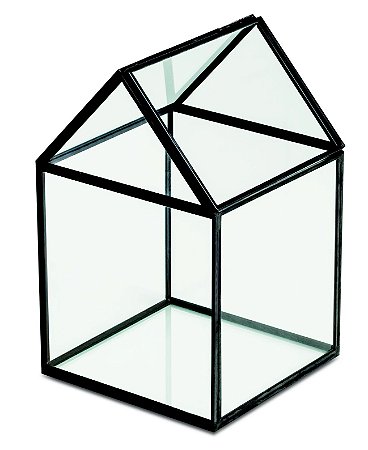 TERRARIO PRETO EM VIDRO E LATAO