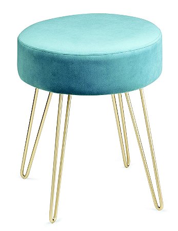 PUFE EM VELUDO E METAL
