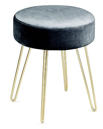 PUFE EM VELUDO E METAL