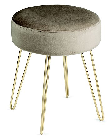 PUFE EM VELUDO E METAL