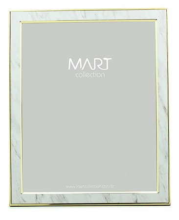 PORTA-RETRATO MARMORIZADO BRANCO EM METAL - 20X25