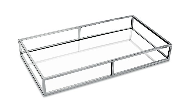 BANDEJA PRATA EM METAL COM ESPELHO