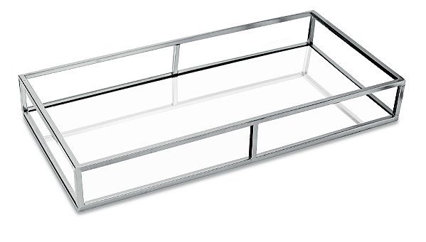 BANDEJA PRATA EM METAL COM ESPELHO