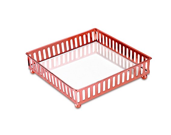 KIT BANDEJA COBRE EM METAL COM ESPELHO- 2 PCS