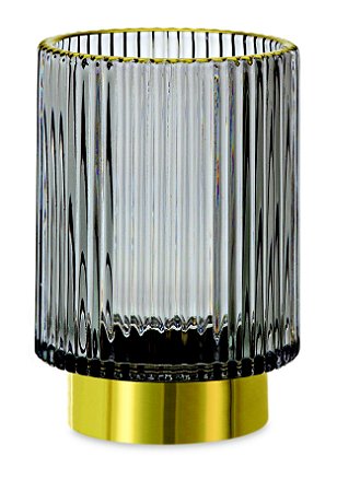 VASO FUME EM VIDRO E METAL