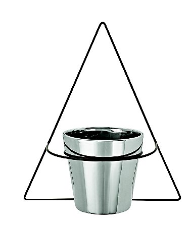 VASO PRATA EM CERAMICA COM SUPORTE DE PAREDE