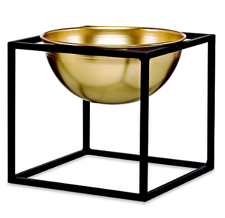 KIT CACHEPOT DOURADO EM METAL COM SUPORTE - 3 PCS