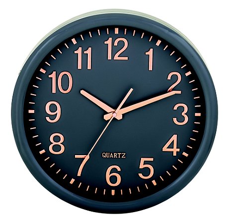 RELOGIO DE PAREDE CINZA E ROSE GOLD