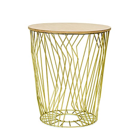 KIT MESA LATERAL DOURADA EM METAL E MAD - 2 PCS