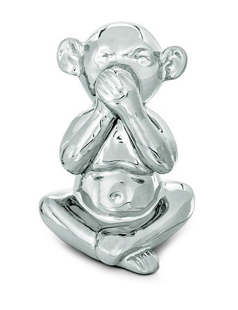 KIT MACACO PRATA EM CERAMICA - 3 PCS