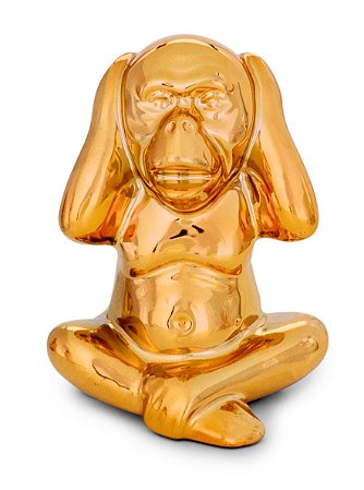 KIT MACACO DOURADO EM CERAMICA - 3 PCS