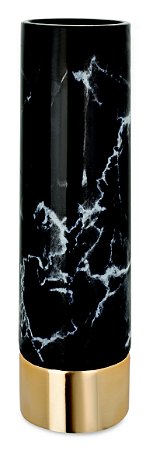 VASO MARMORE PRETO E DOURADO  EM CERAMICA