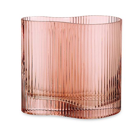 VASO ROSA EM VIDRO