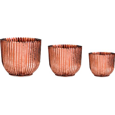 KIT CACHEPOT COBRE EM METAL - 3 PCS