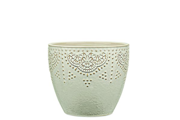 KIT CACHEPOT OFF WHITE EM CERAMICA - 3 PCS