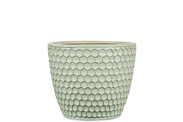 KIT CACHEPOT OFF WHITE EM CERAMICA - 3 PCS