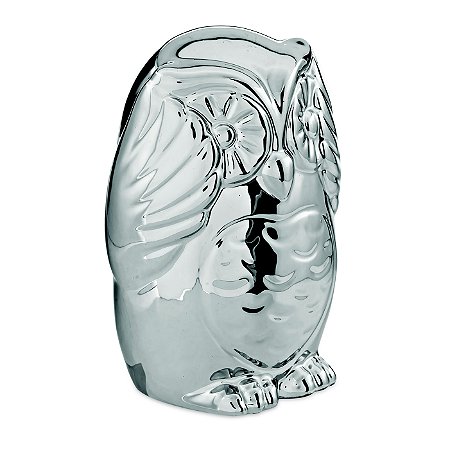 KIT CORUJA PRATA EM CERAMICA - 3 PCS