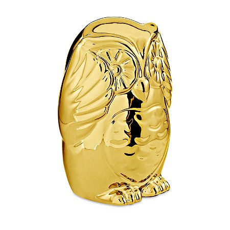 KIT CORUJA DOURADA EM CERAMICA - 3 PCS