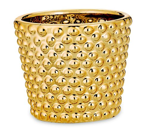 CACHEPOT DOURADO EM CERAMICA