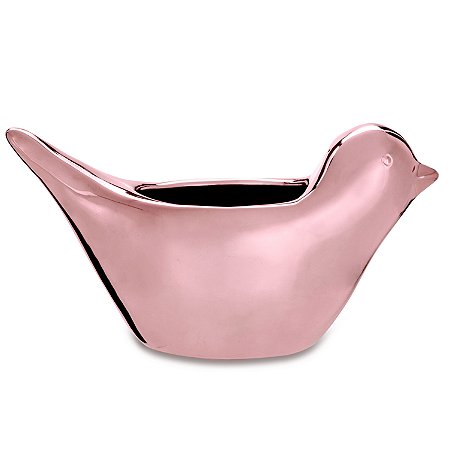 CACHEPOT PASSARO ROSE GOLD EM CERAMICA