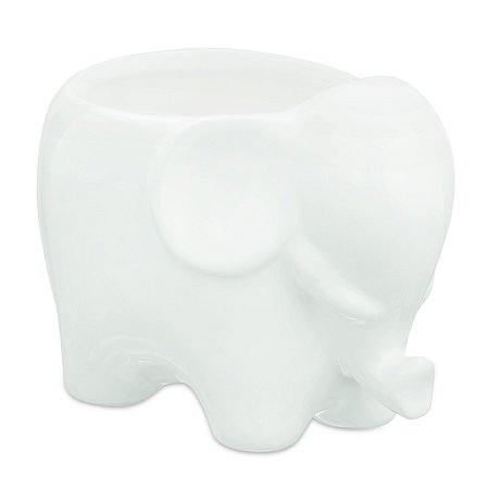 CACHEPOT ELEFANTE BRANCO EM CERAMICA