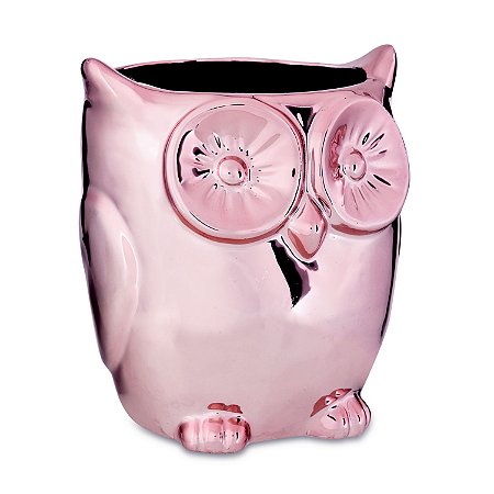 CACHEPOT CORUJA ROSE GOLD EM  CERAMICA